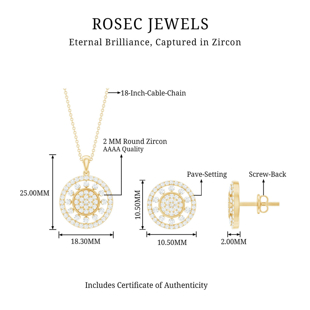 Classic Cubic Zirconia Cluster Pendant and Earrings Set