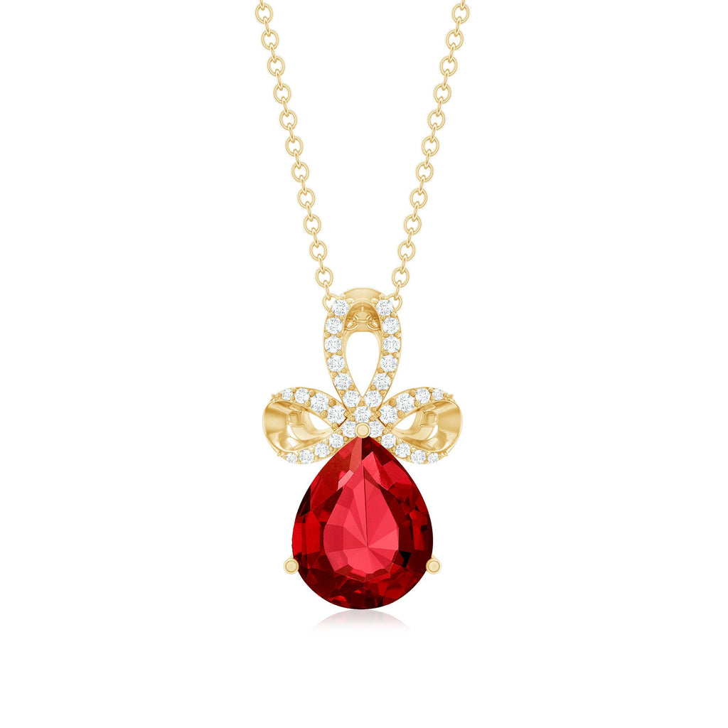Designer Lab Grown Ruby Pendant Necklace with Diamond