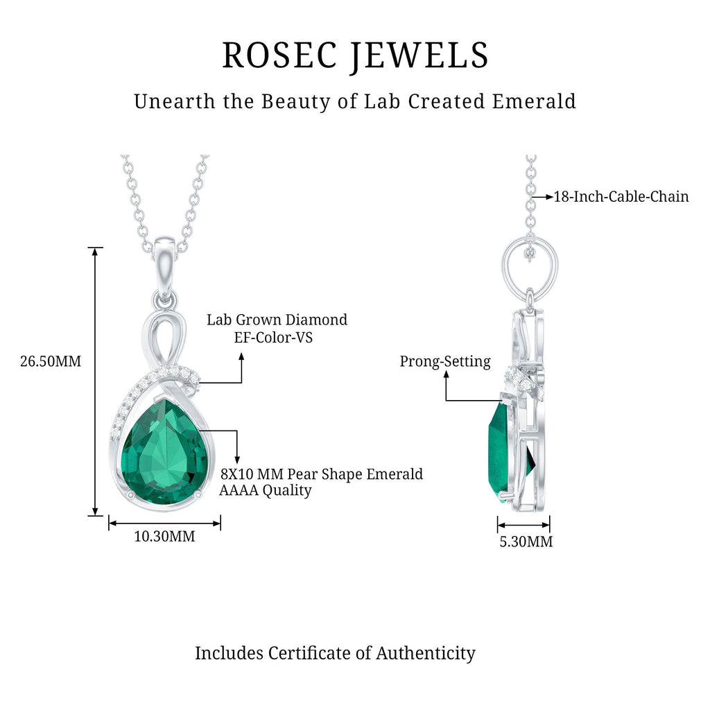 Lab Grown Emerald Diamond Infinity Necklace