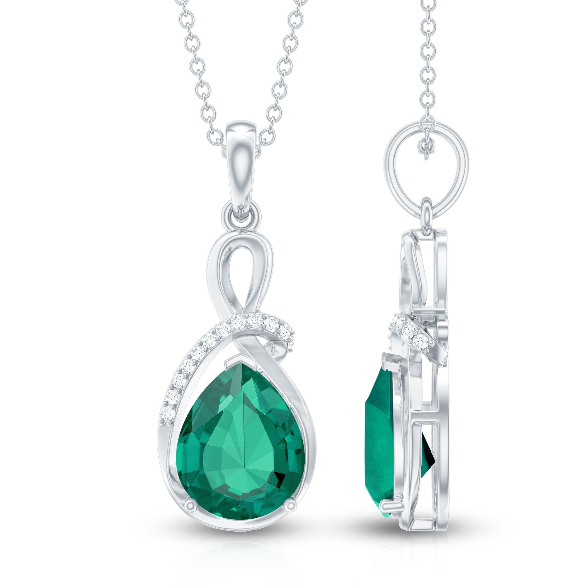 Lab Grown Emerald Diamond Infinity Necklace