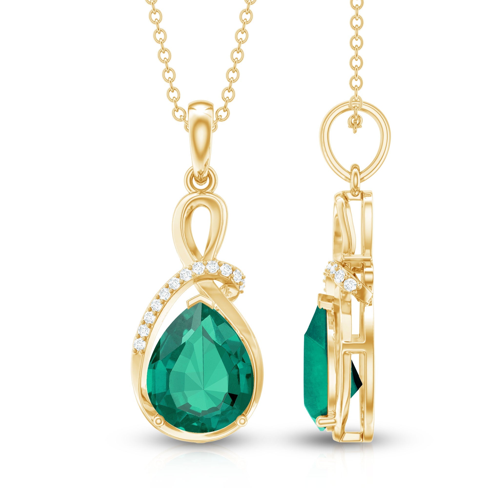 Lab Grown Emerald Diamond Infinity Necklace