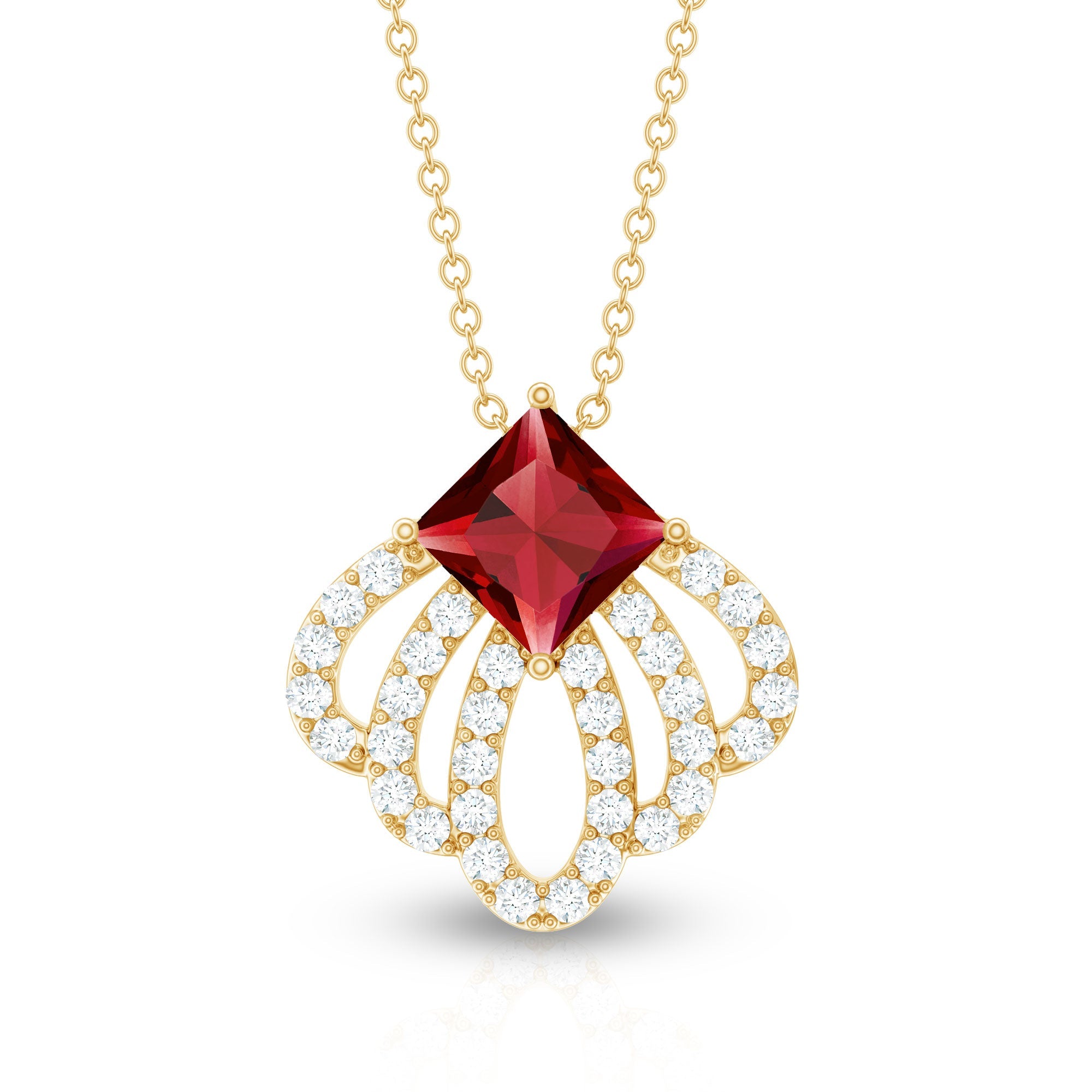 Lab Grown Ruby Diamond Designer Wedding Necklace