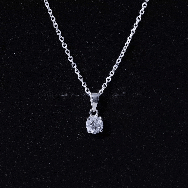 Round Brilliant Cut 5 MM Lab Diamond Solitaire Necklace for Women