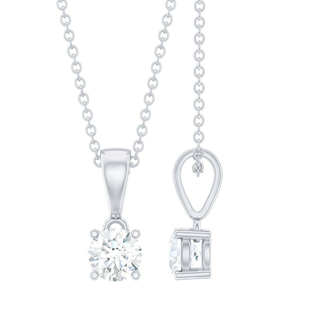 Round Brilliant Cut 5 MM Lab Diamond Solitaire Necklace for Women