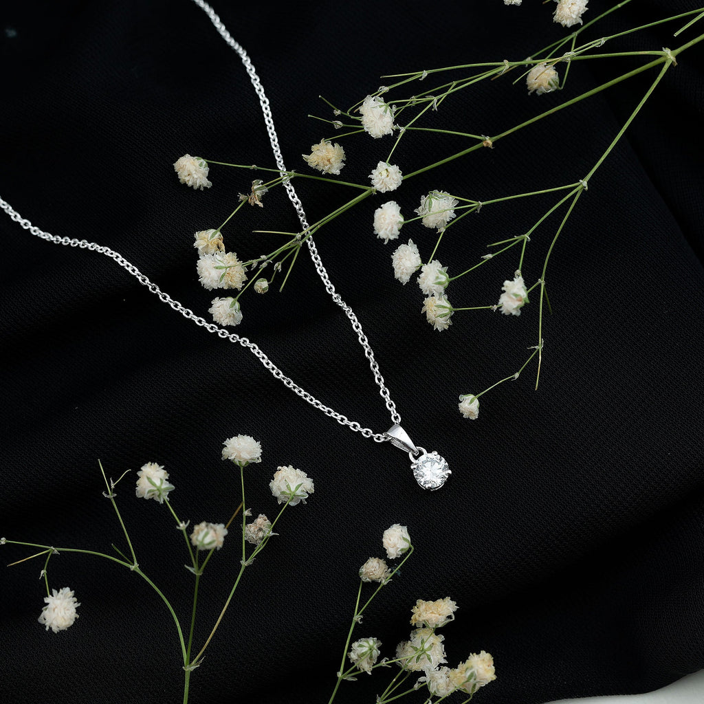 Round Brilliant Cut 5 MM Lab Diamond Solitaire Necklace for Women