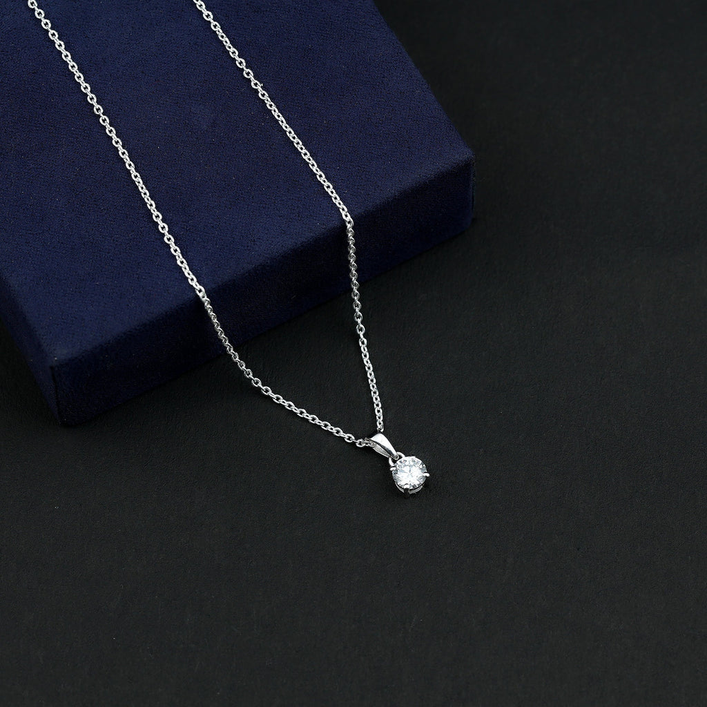 Round Brilliant Cut 5 MM Lab Diamond Solitaire Necklace for Women