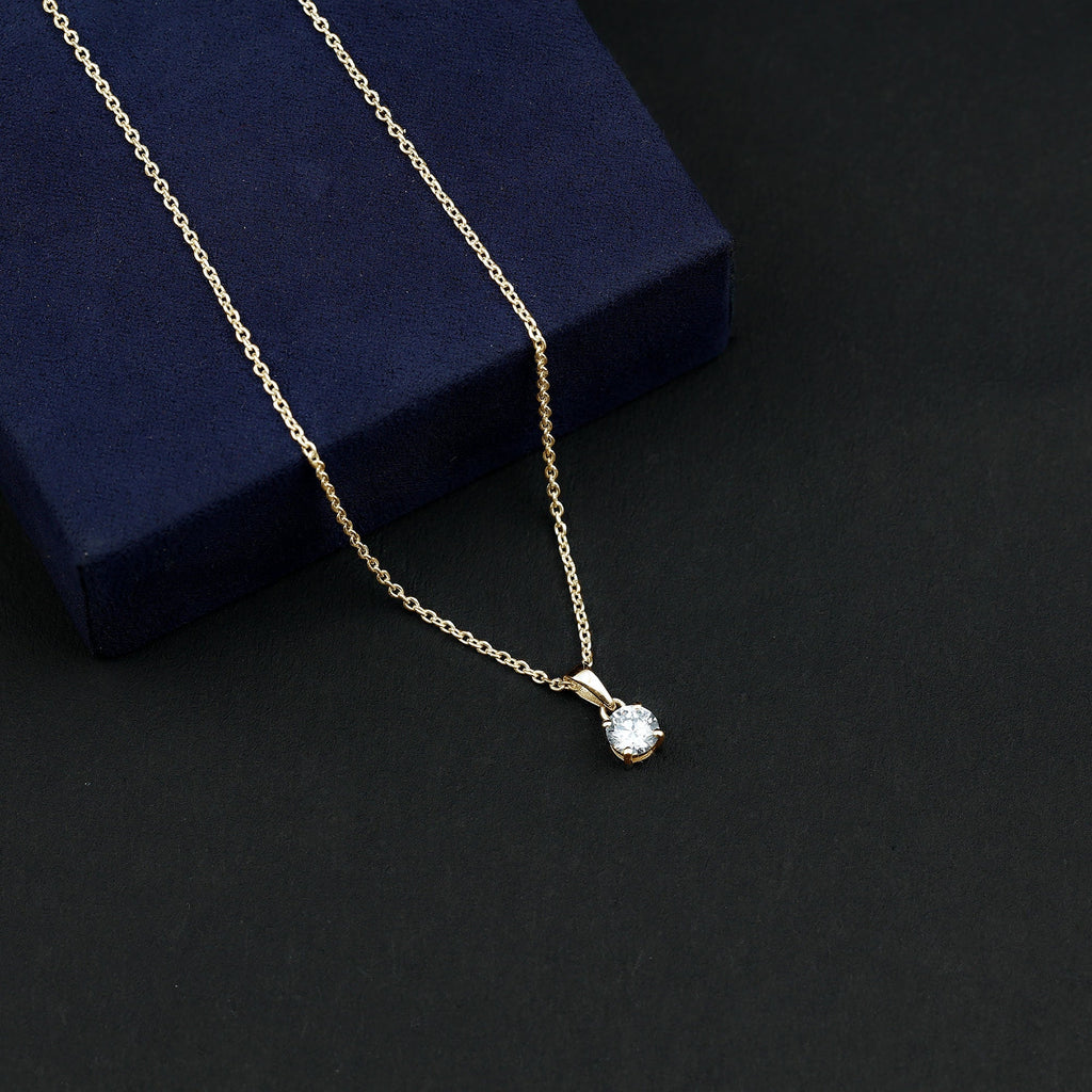 Round Brilliant Cut 5 MM Lab Diamond Solitaire Necklace for Women