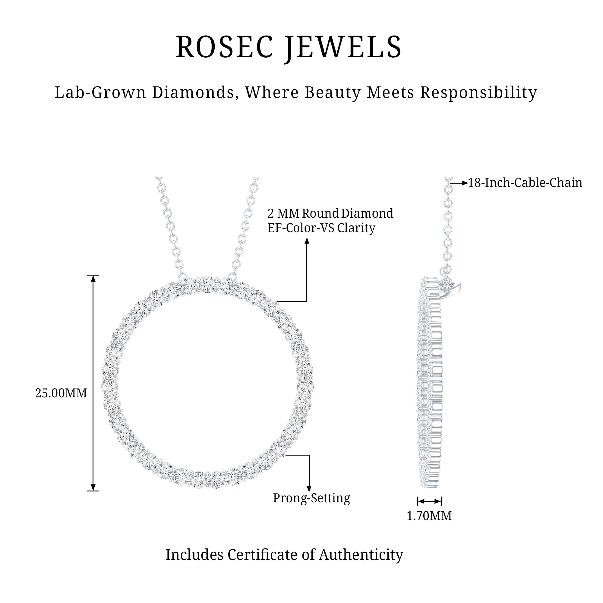 Lab Grown Diamond Eternity Necklace in Sterling Silver