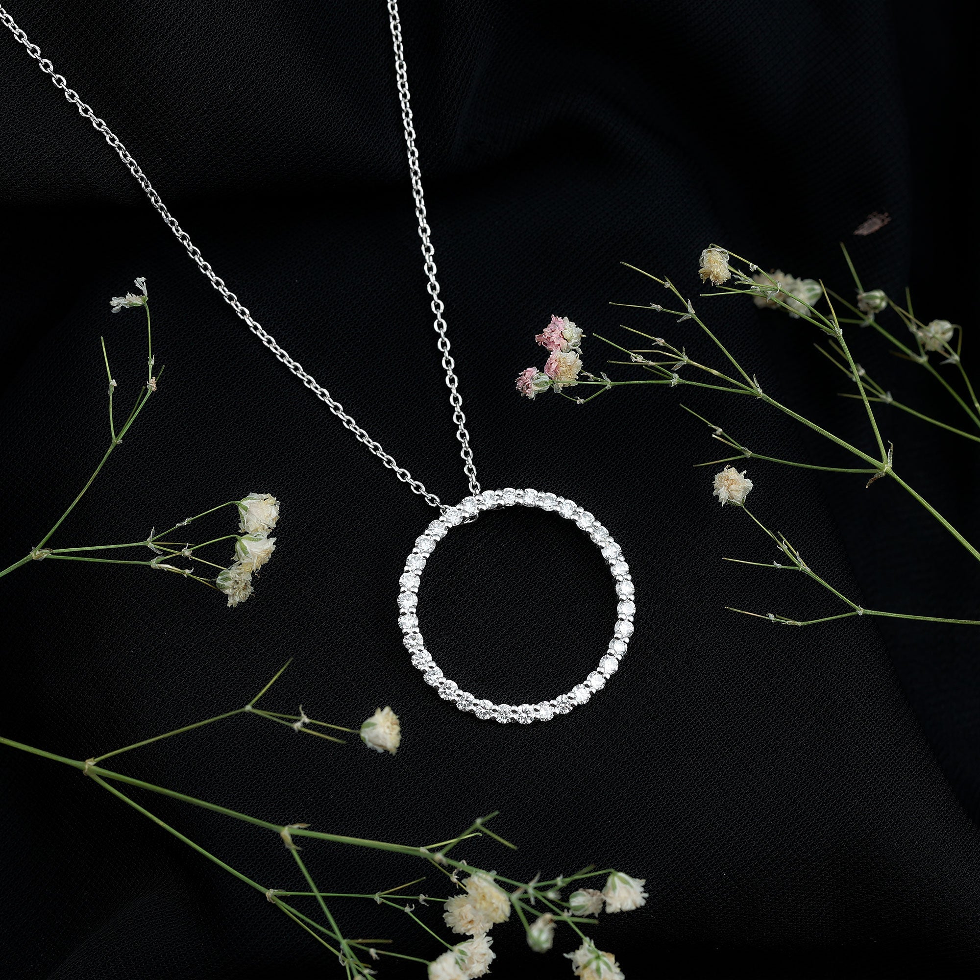 Lab Grown Diamond Eternity Necklace in Sterling Silver