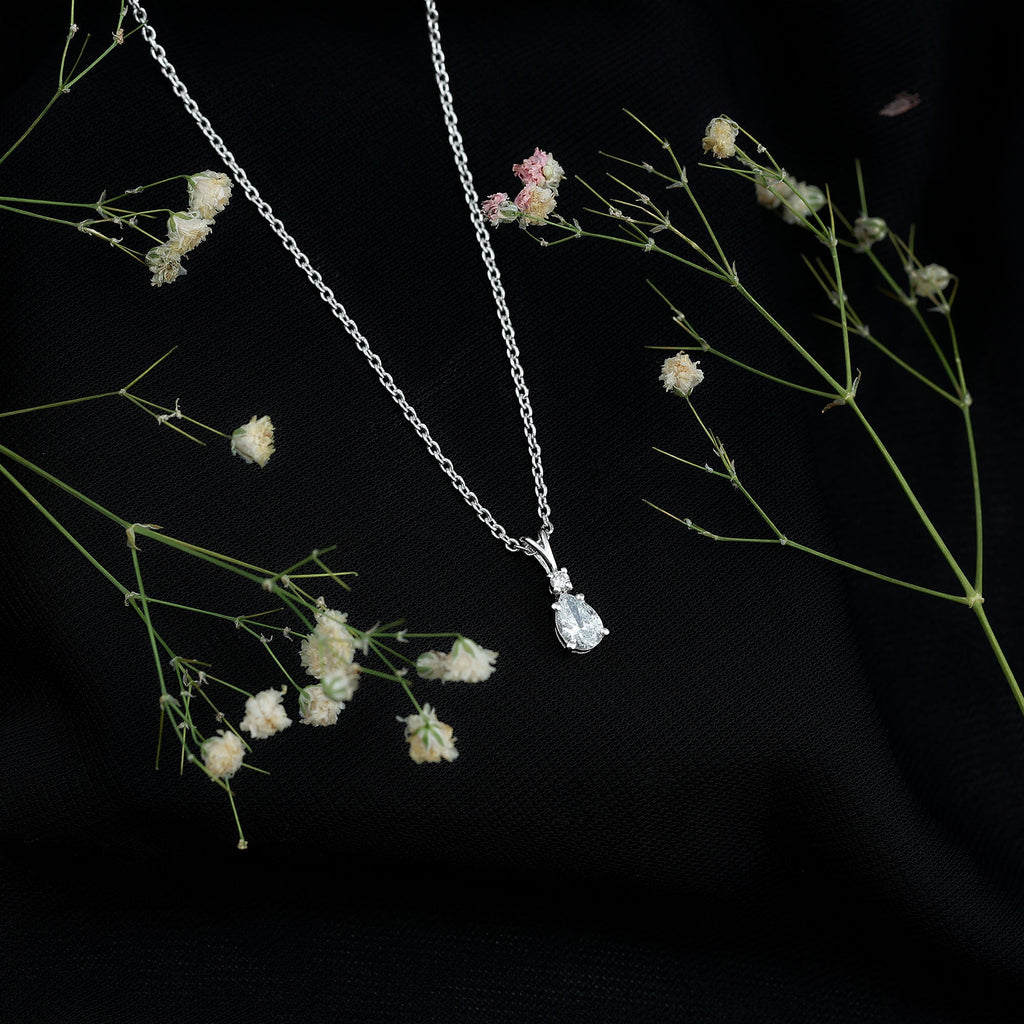 6X5 MM Lab Grown Diamond Teardrop Pendant Necklace