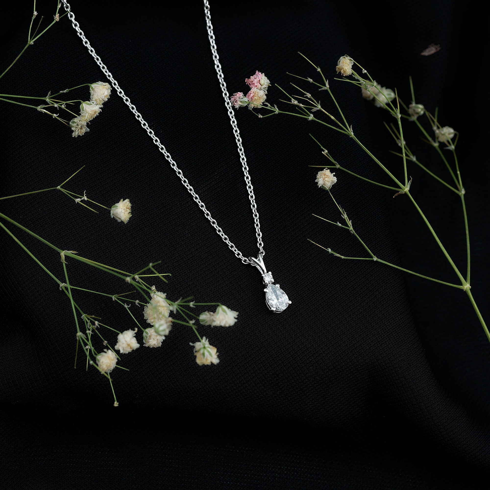 6X5 MM Lab Grown Diamond Teardrop Pendant Necklace