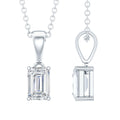 0.7 Carat Lab Grown Diamond Emerald Cut Necklace with Silver Chain