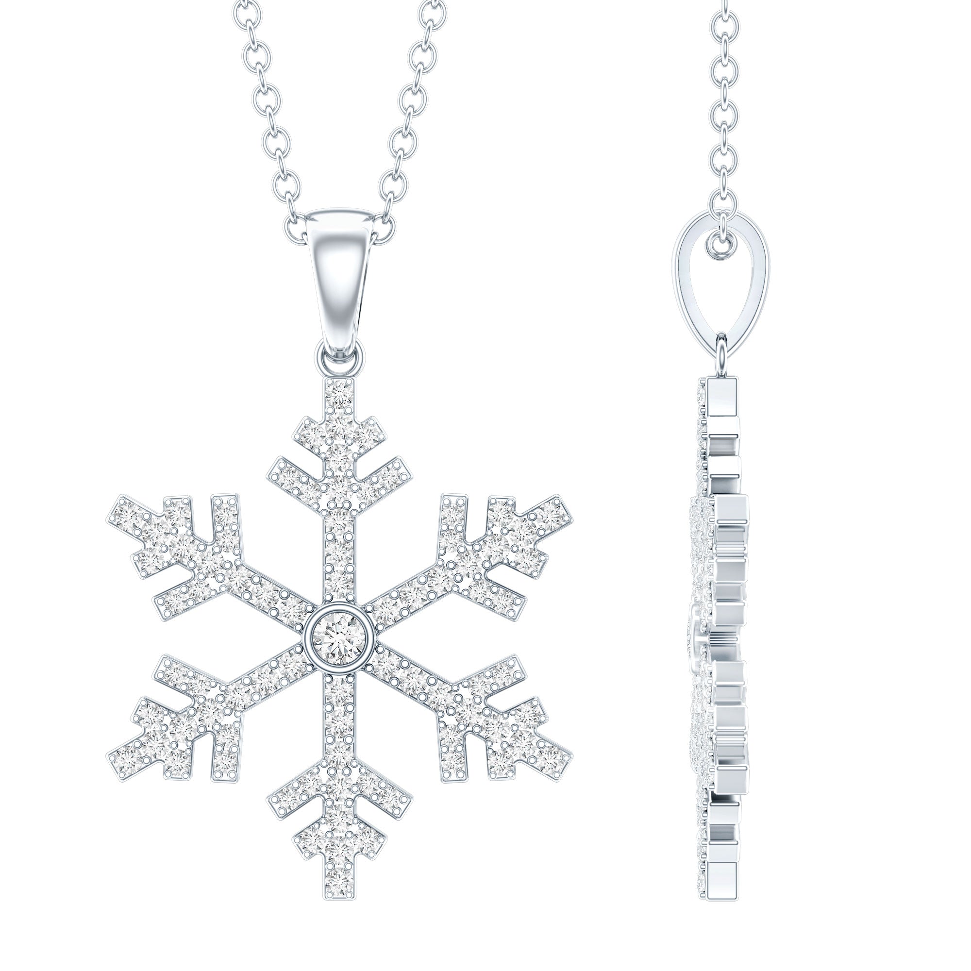 Genuine Diamond Snowflake Pendant for Women