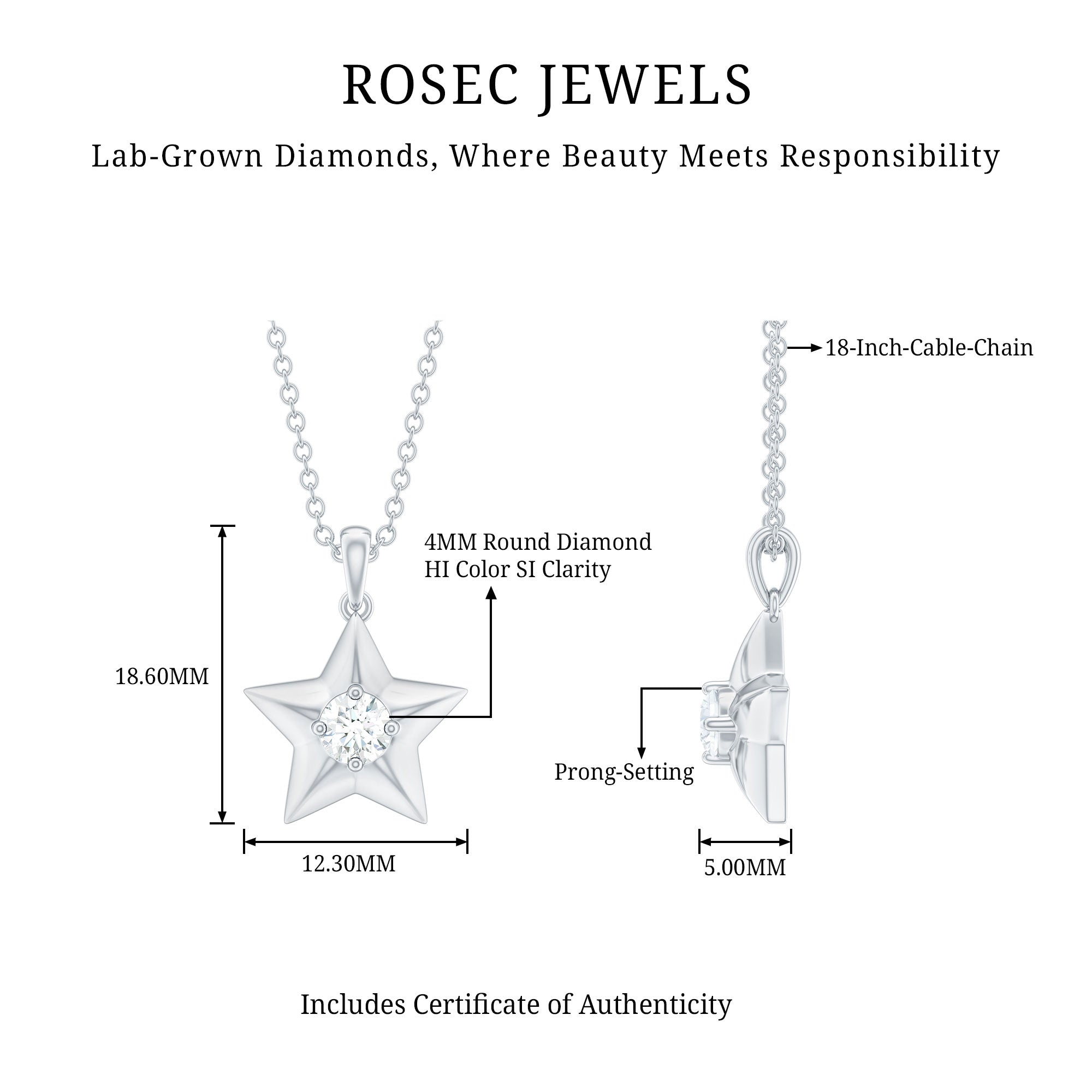 Certified Diamond Star Pendant Necklace