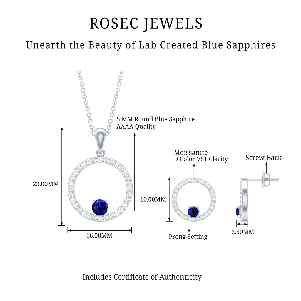 Lab Created Blue Sapphire and Moissanite Eternity Jewelry Set