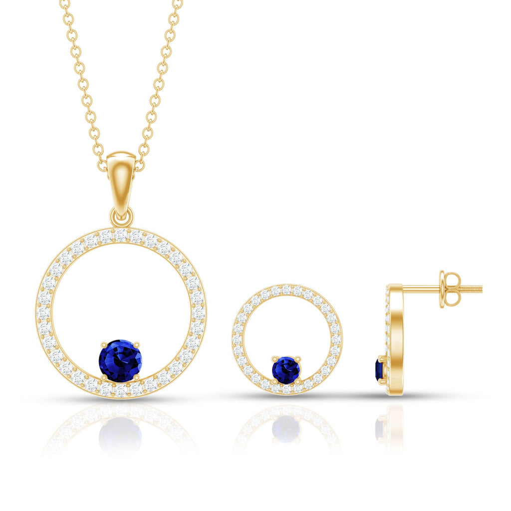 Lab Created Blue Sapphire and Moissanite Eternity Jewelry Set