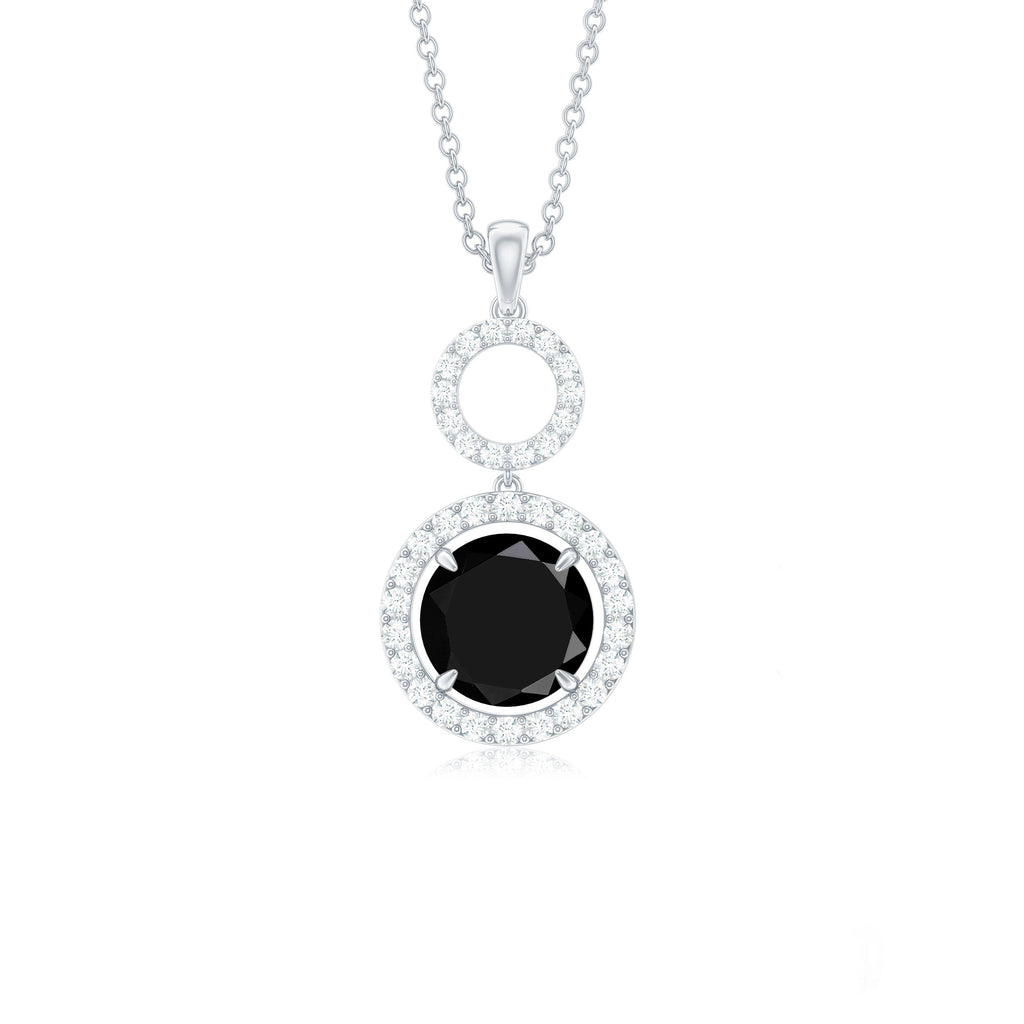 Real 2.6 Carat Black Spinel Drop Pendant Necklace with Diamond