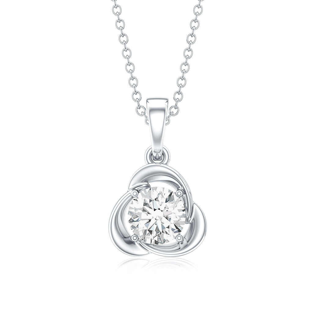 Round Shape Lab Grown Diamond Solitaire Flower Pendant