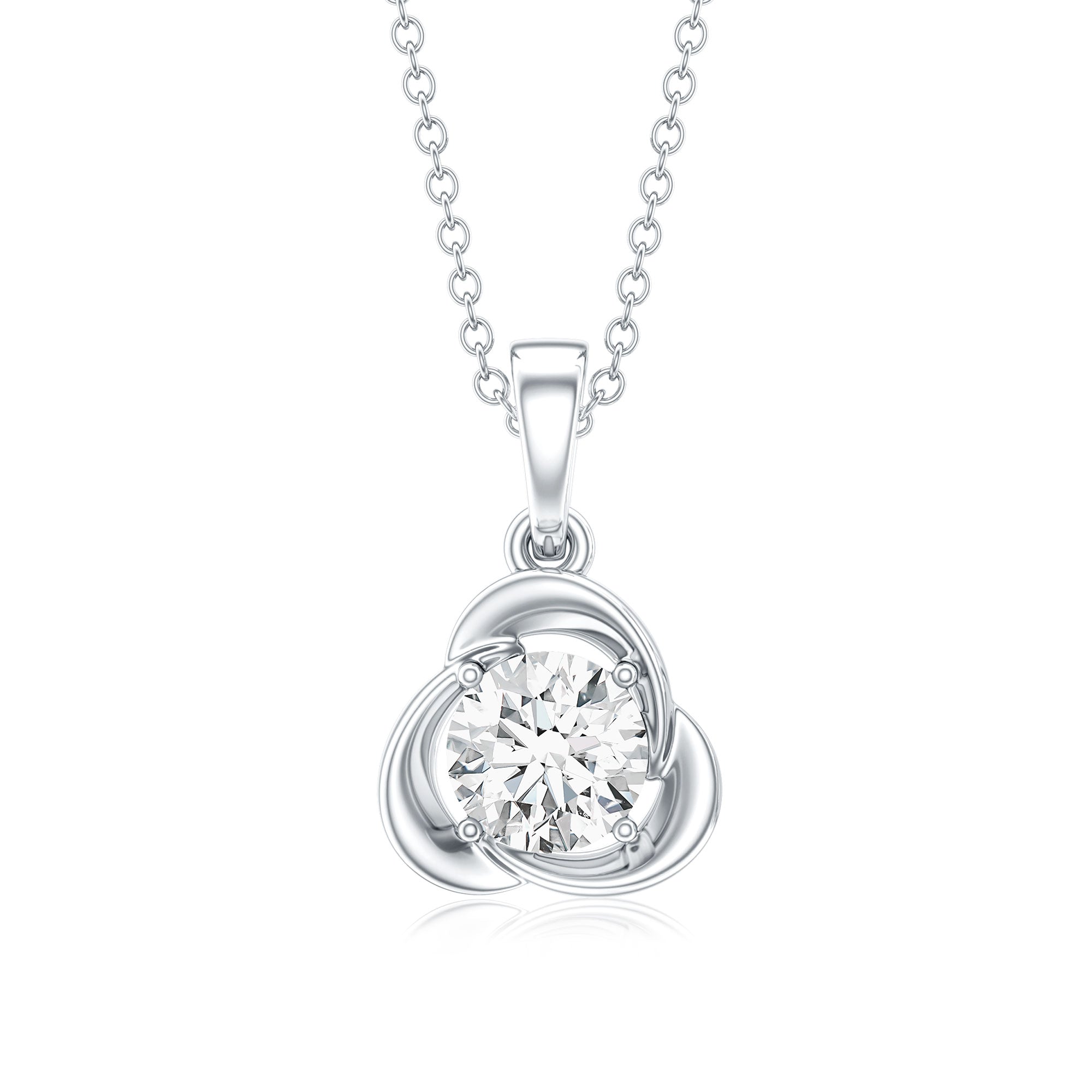 Round Shape Lab Grown Diamond Solitaire Flower Pendant
