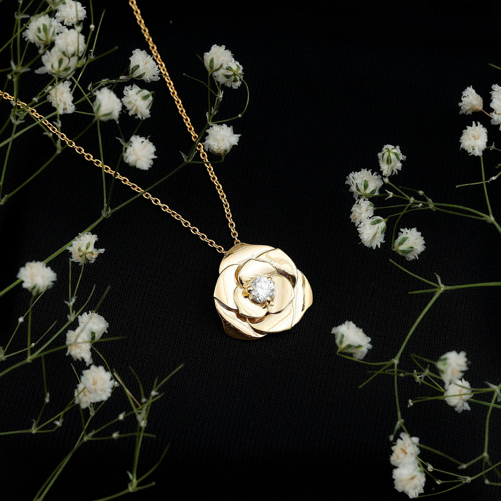 Certified Lab Grown Diamond Rose Pendant Necklace