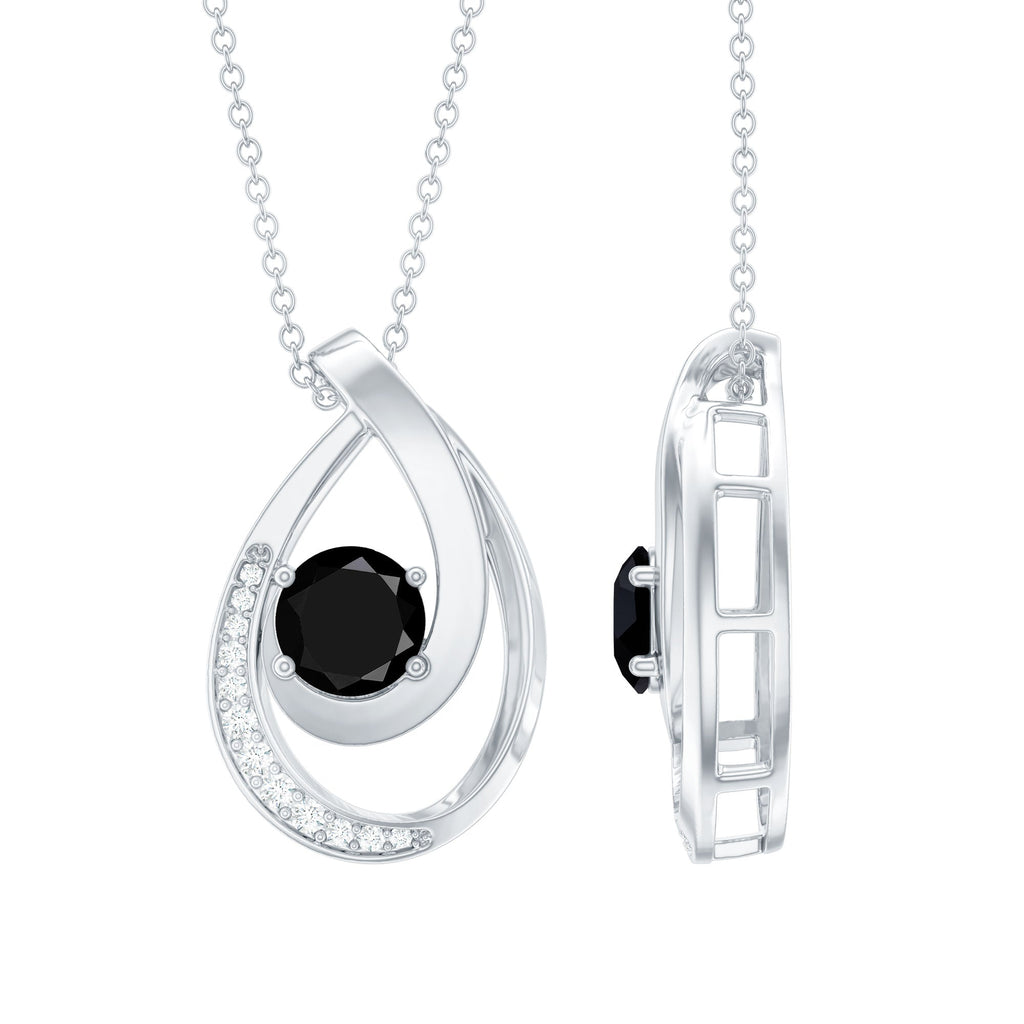 Certified Lab Grown Black and White Diamond Teardrop Necklace