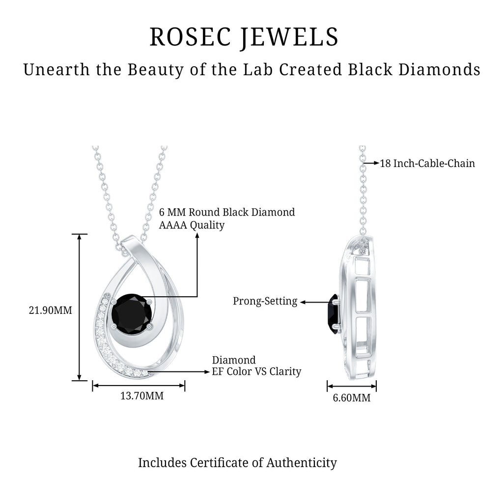 Certified Lab Grown Black and White Diamond Teardrop Necklace