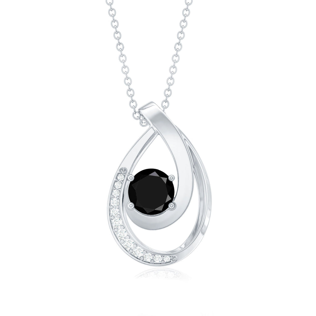 Certified Lab Grown Black and White Diamond Teardrop Necklace