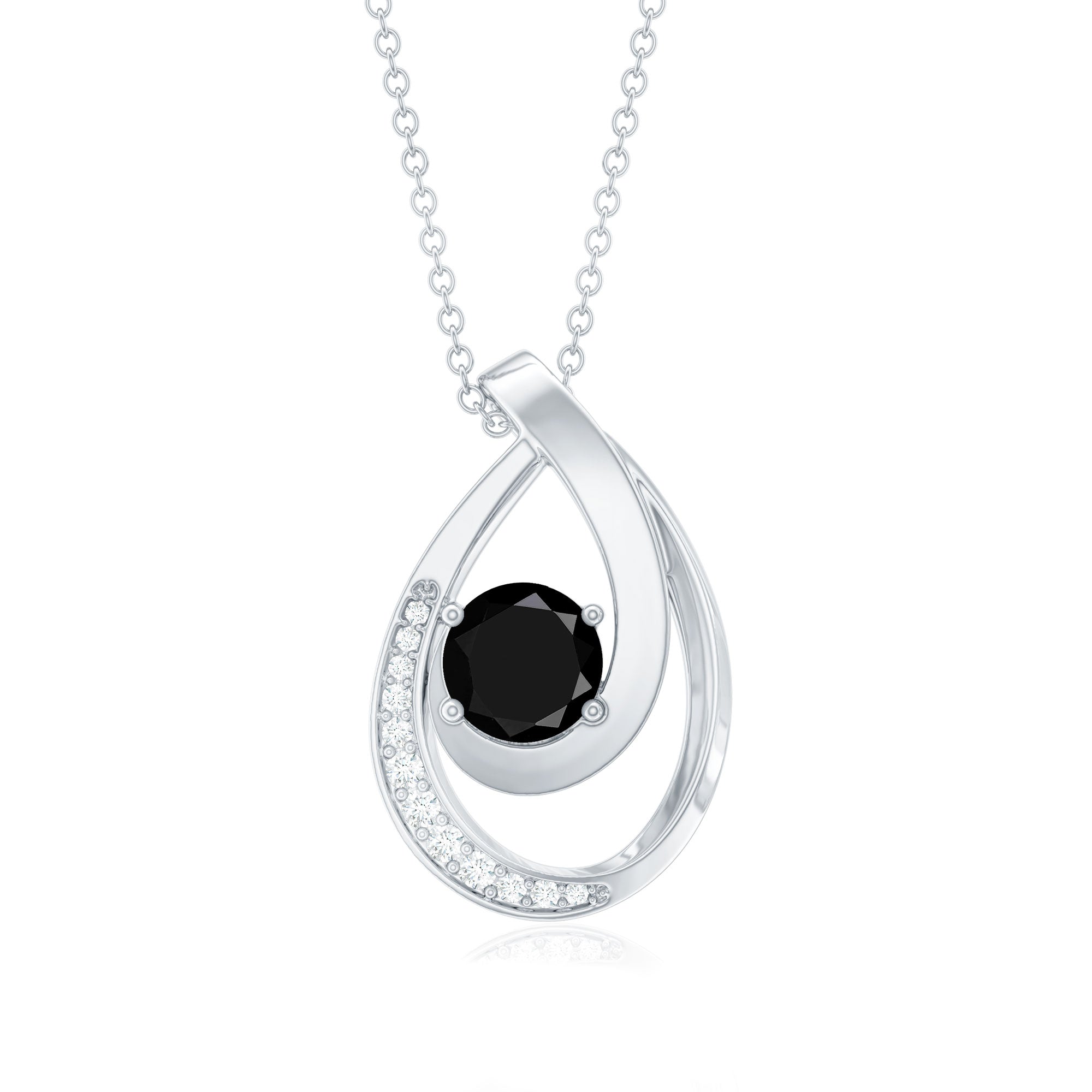 Certified Lab Grown Black and White Diamond Teardrop Necklace