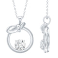 Round Lab Grown Diamond Open Circle Necklace with Bow