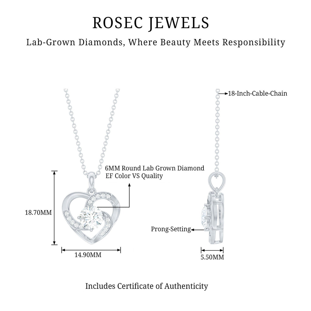 Certified Lab Grown Diamond Solitaire Heart Pendant