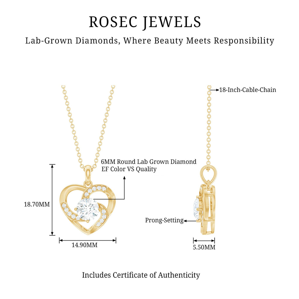 Certified Lab Grown Diamond Solitaire Heart Pendant