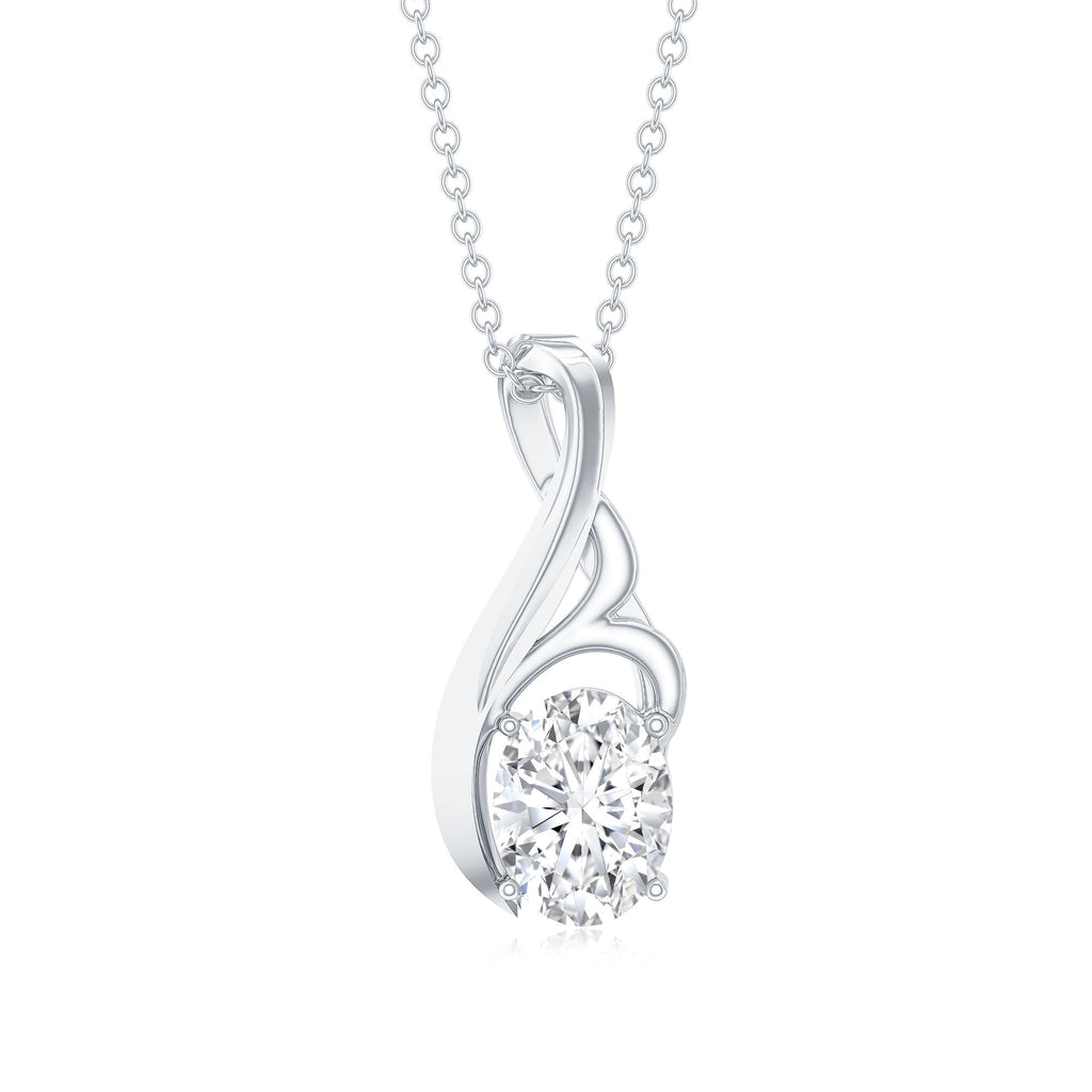 Certified Oval Lab Grown Diamond Solitaire Pendant Necklace