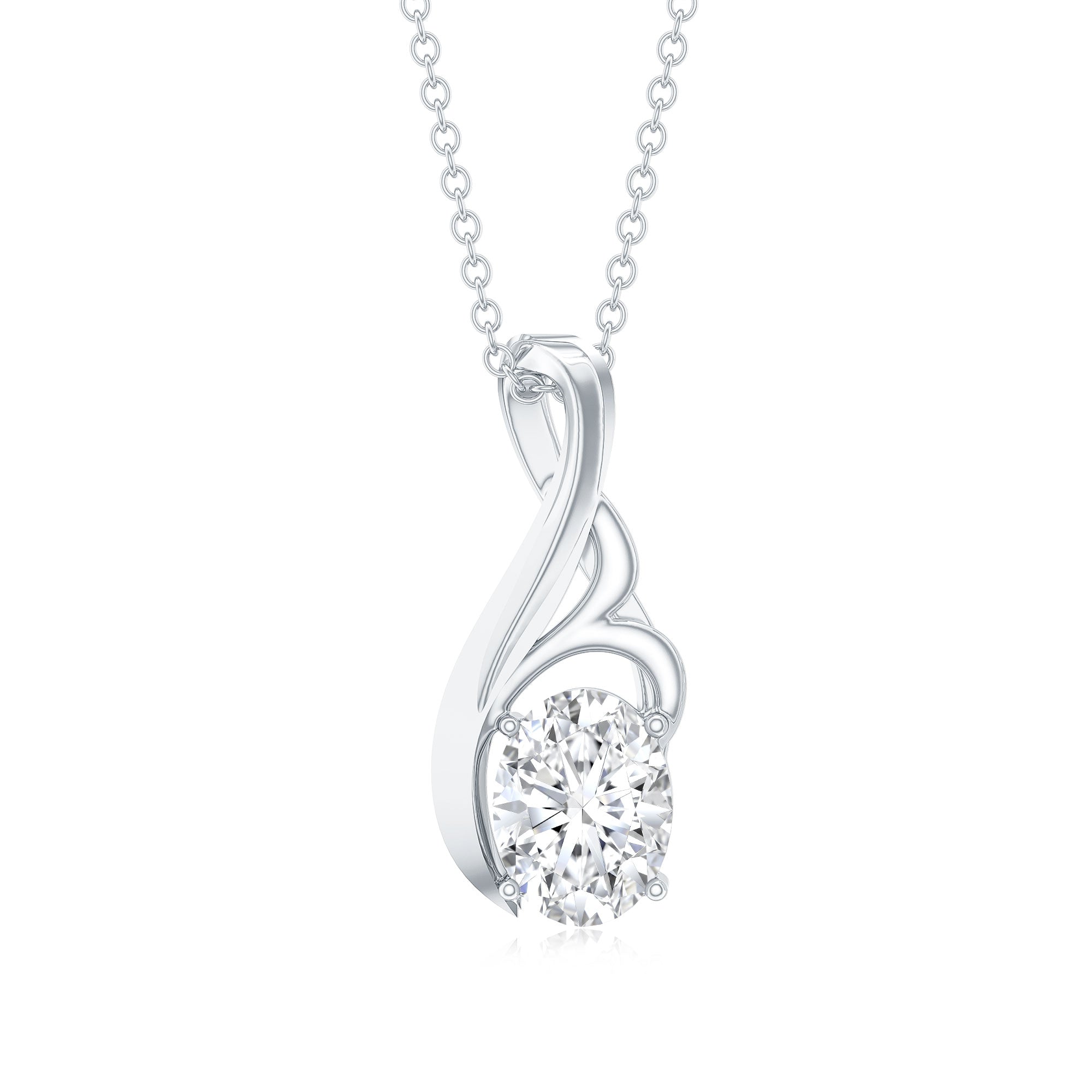 Certified Oval Lab Grown Diamond Solitaire Pendant Necklace