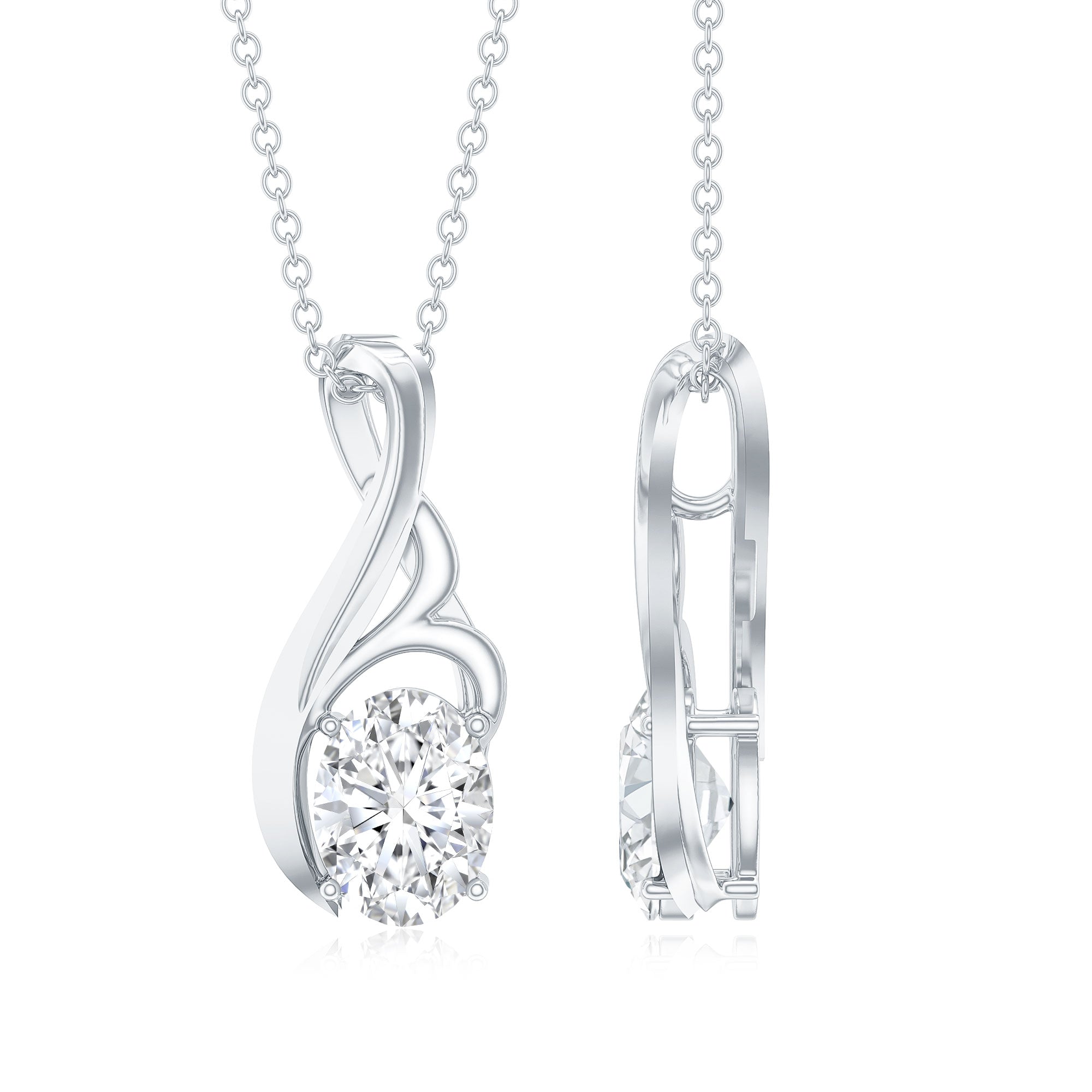 Certified Oval Lab Grown Diamond Solitaire Pendant Necklace
