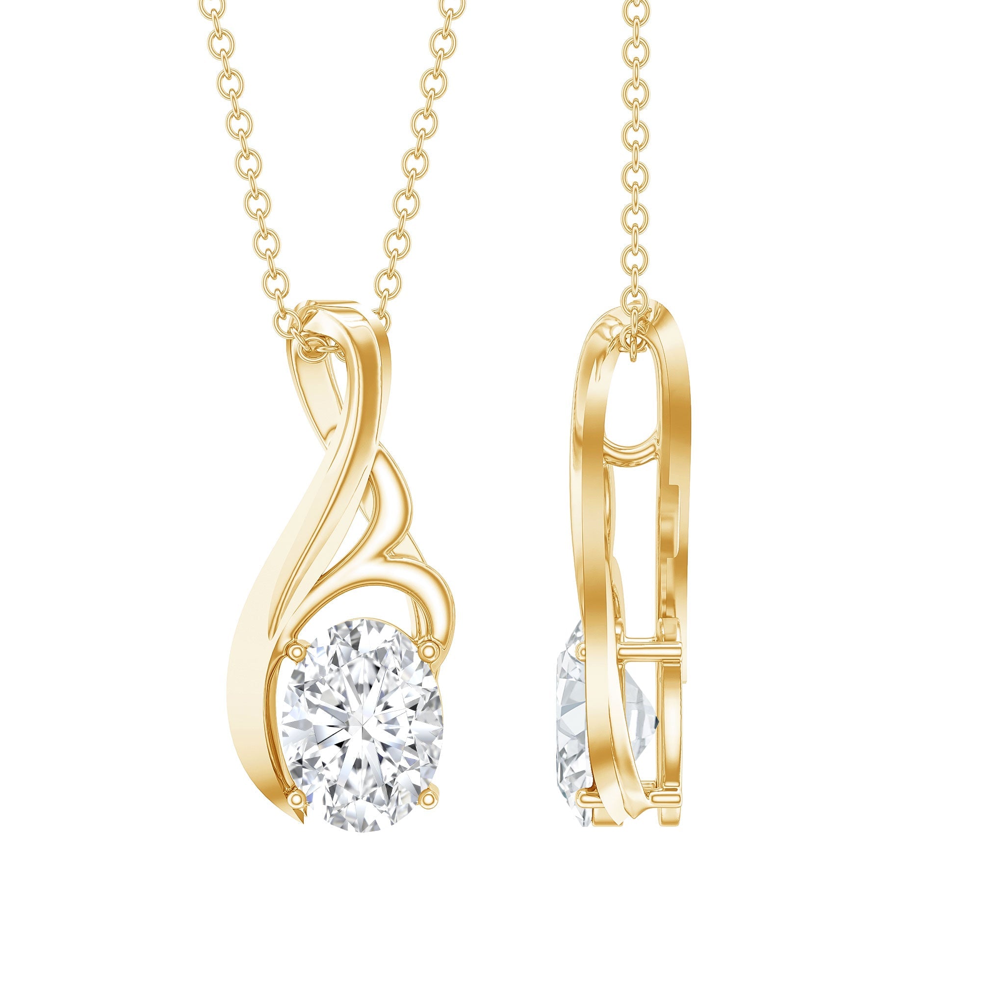 Certified Oval Lab Grown Diamond Solitaire Pendant Necklace