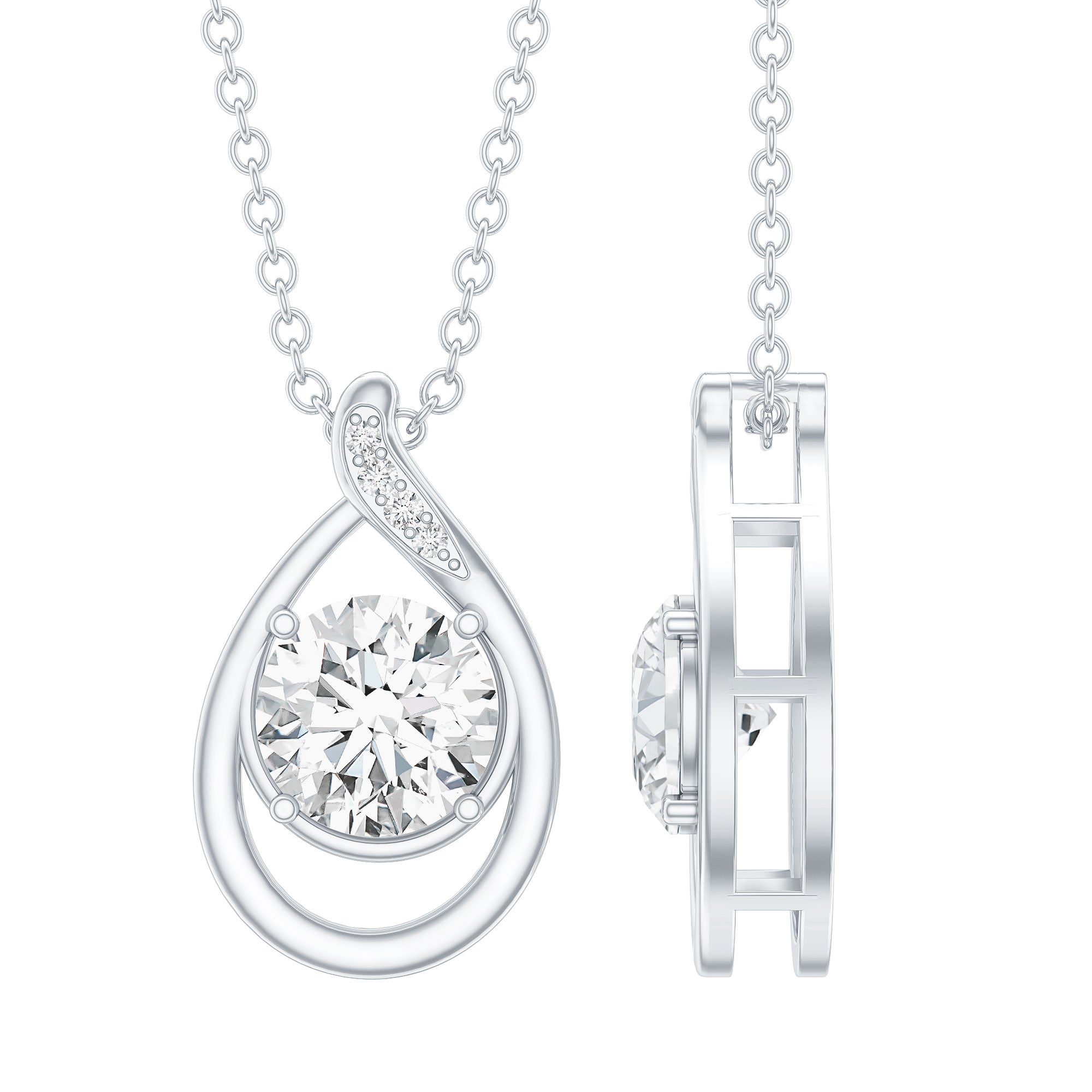 Lab Grown Diamond Teardrop Pendant Necklace
