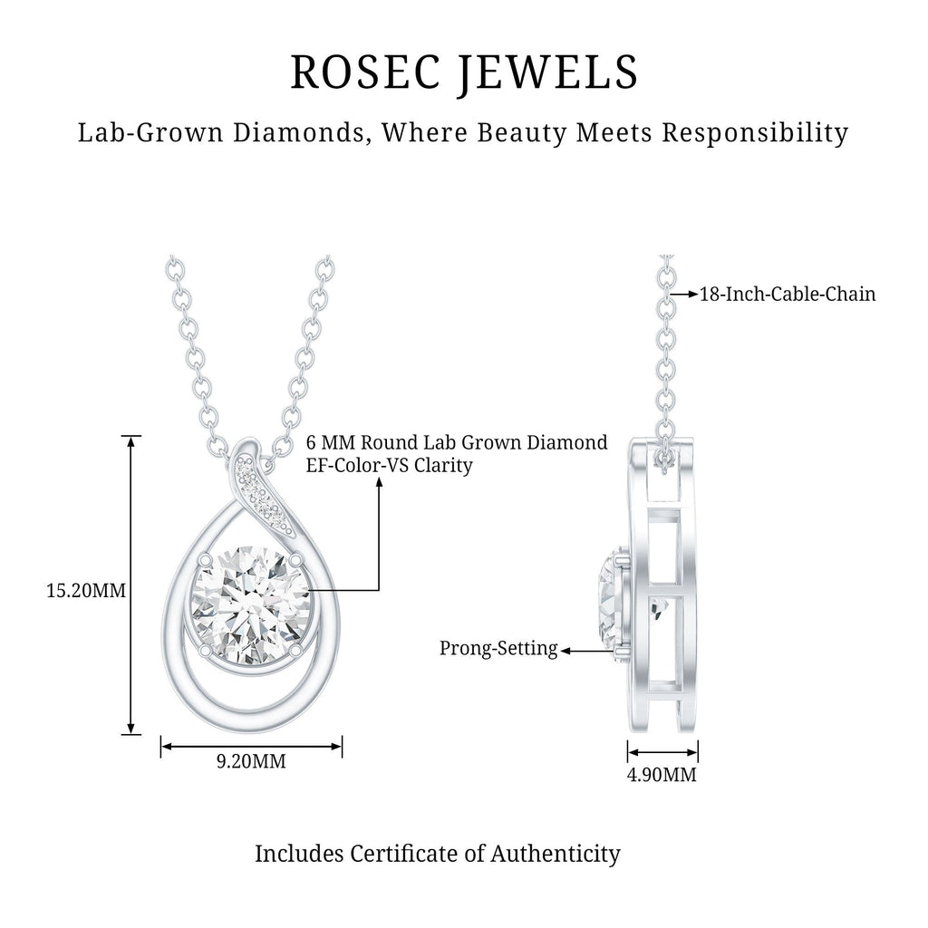 Lab Grown Diamond Teardrop Pendant Necklace