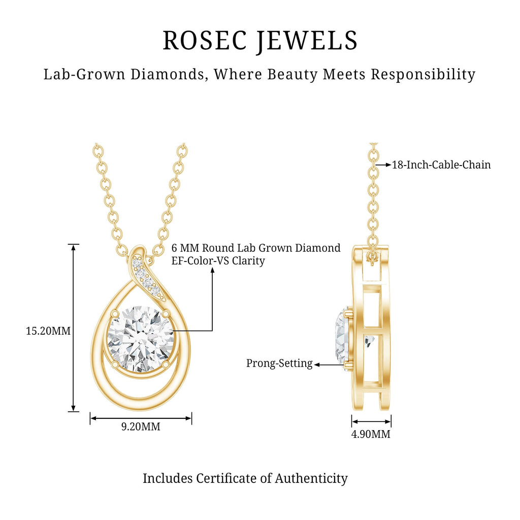 Lab Grown Diamond Teardrop Pendant Necklace