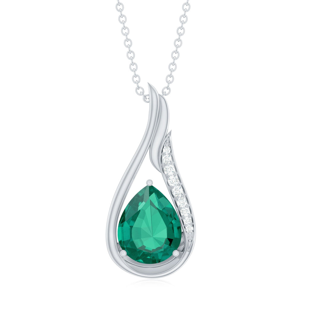 Certified Lab Grown Emerald Teardrop Necklace