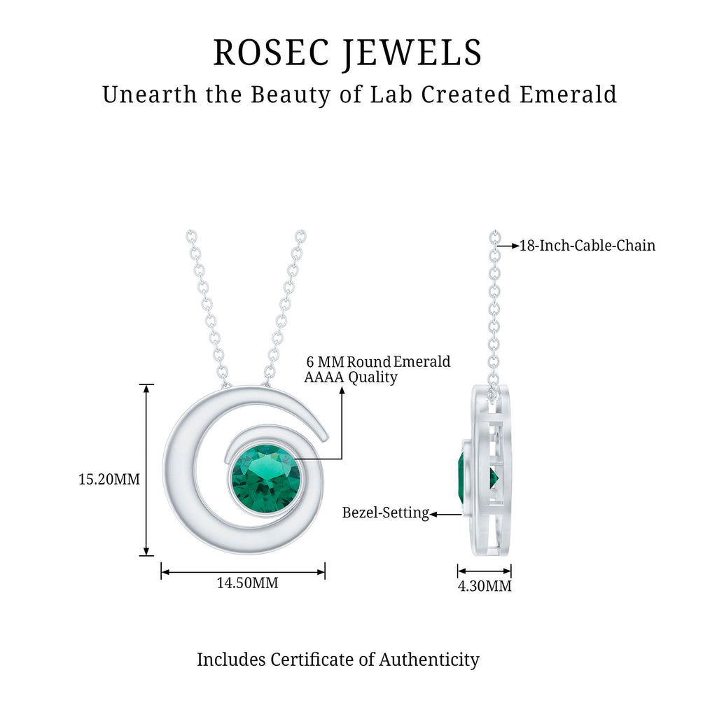 Lab Grown Emerald Solitaire Pendant Necklace