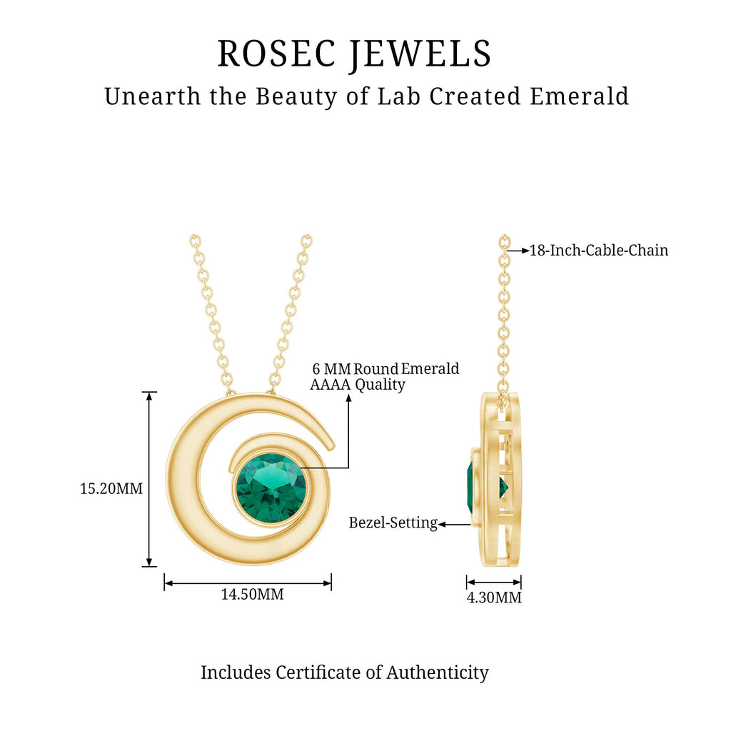 Lab Grown Emerald Solitaire Pendant Necklace