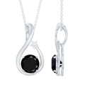 Womens Lab Grown Black and White Diamond Solitaire Star Drop Necklace