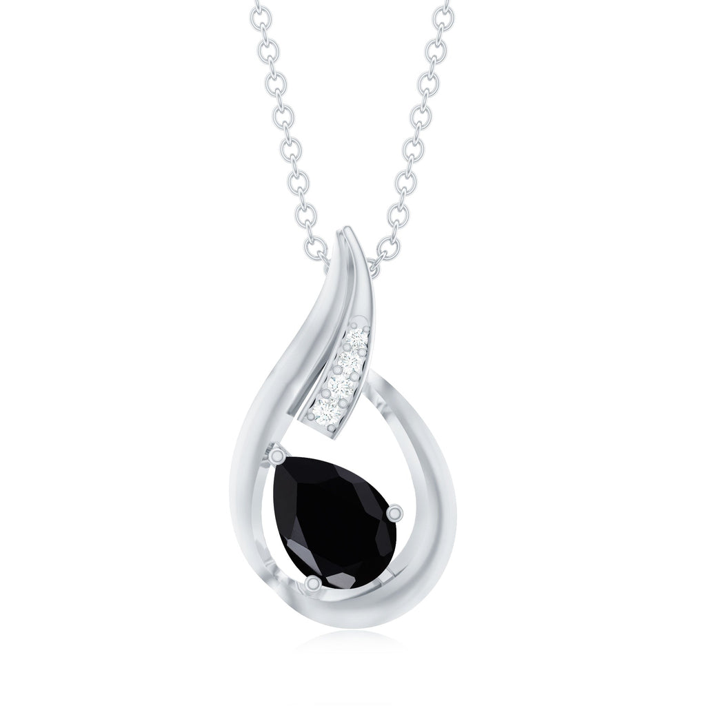 Pear Shape Lab Grown Black Diamond Designer Necklace For Women