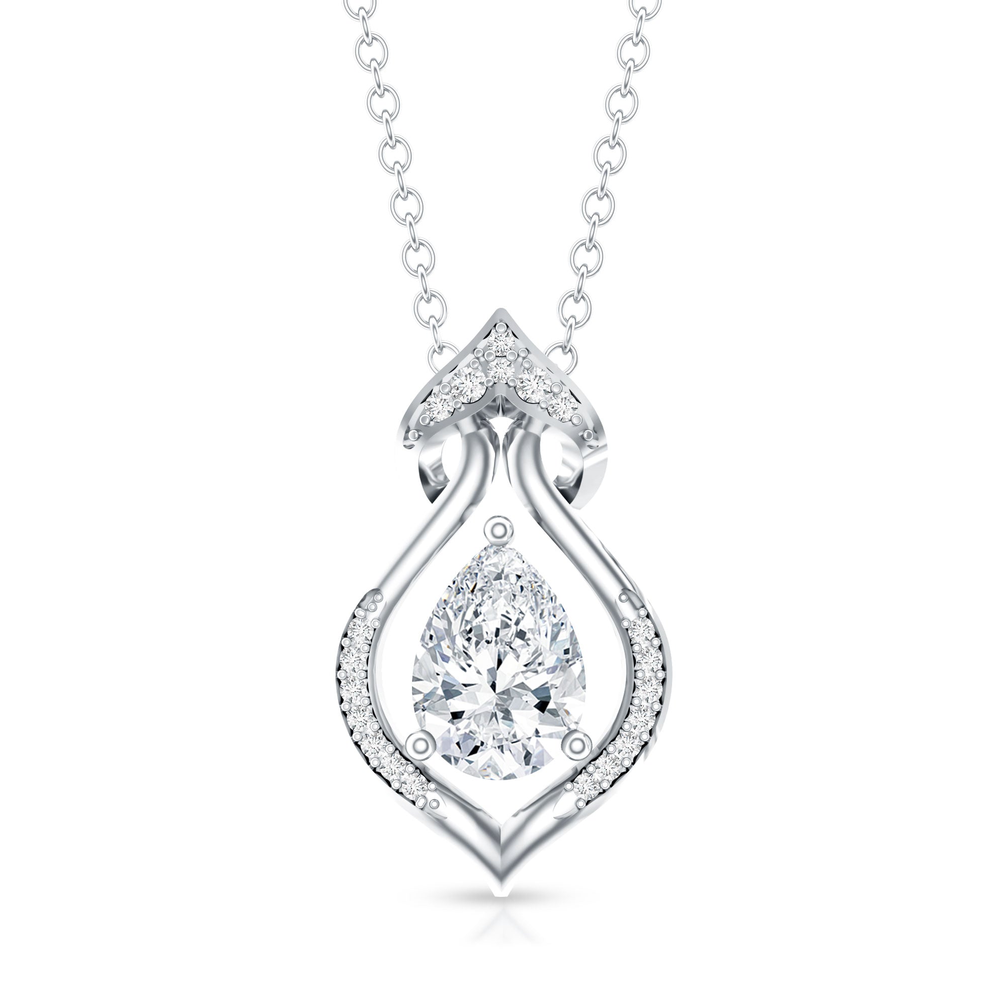 Pear Shape Lab Grown Diamond Bridal Pendant Necklace