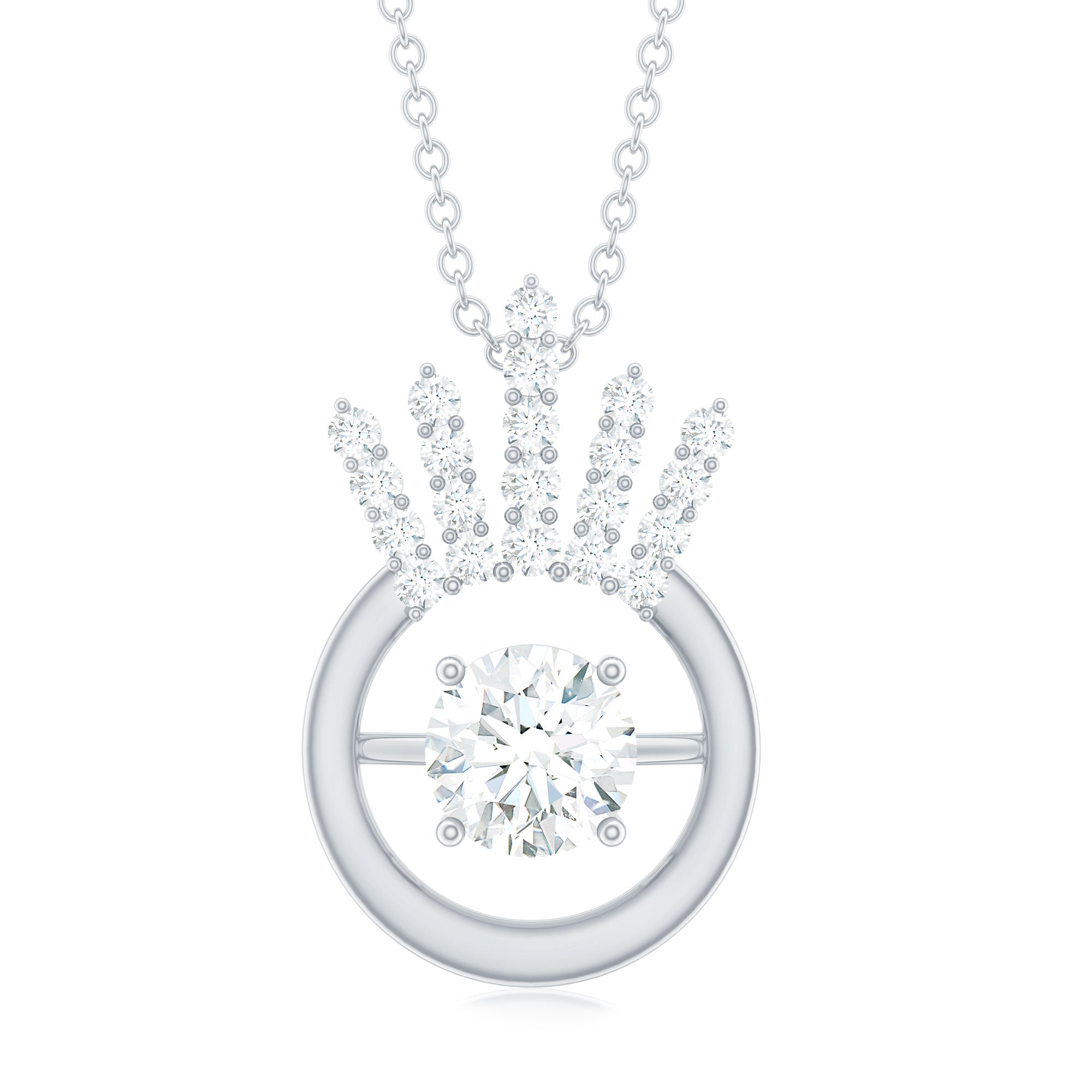 Designer Lab Grown Diamond Crown Necklace