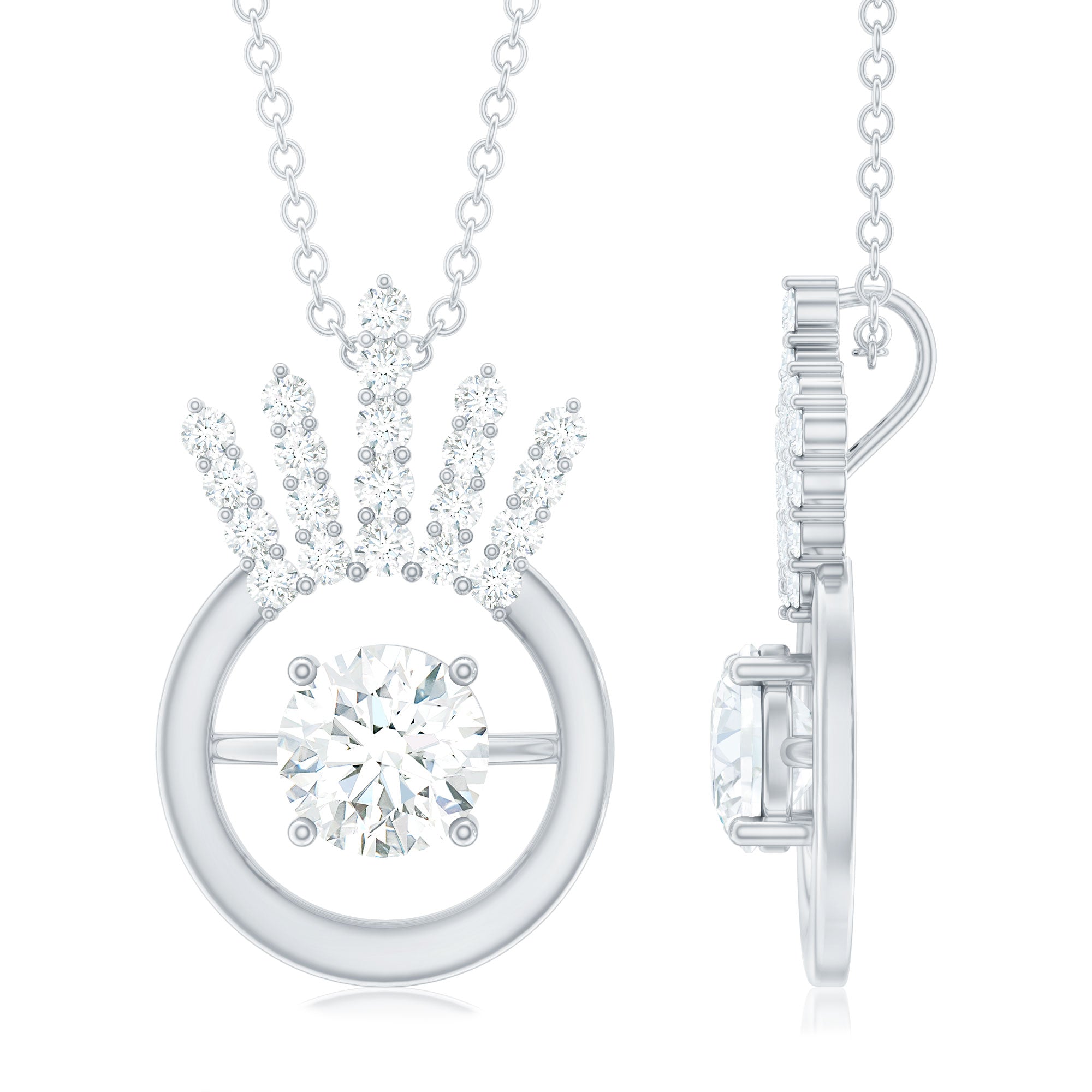 Designer Lab Grown Diamond Crown Necklace