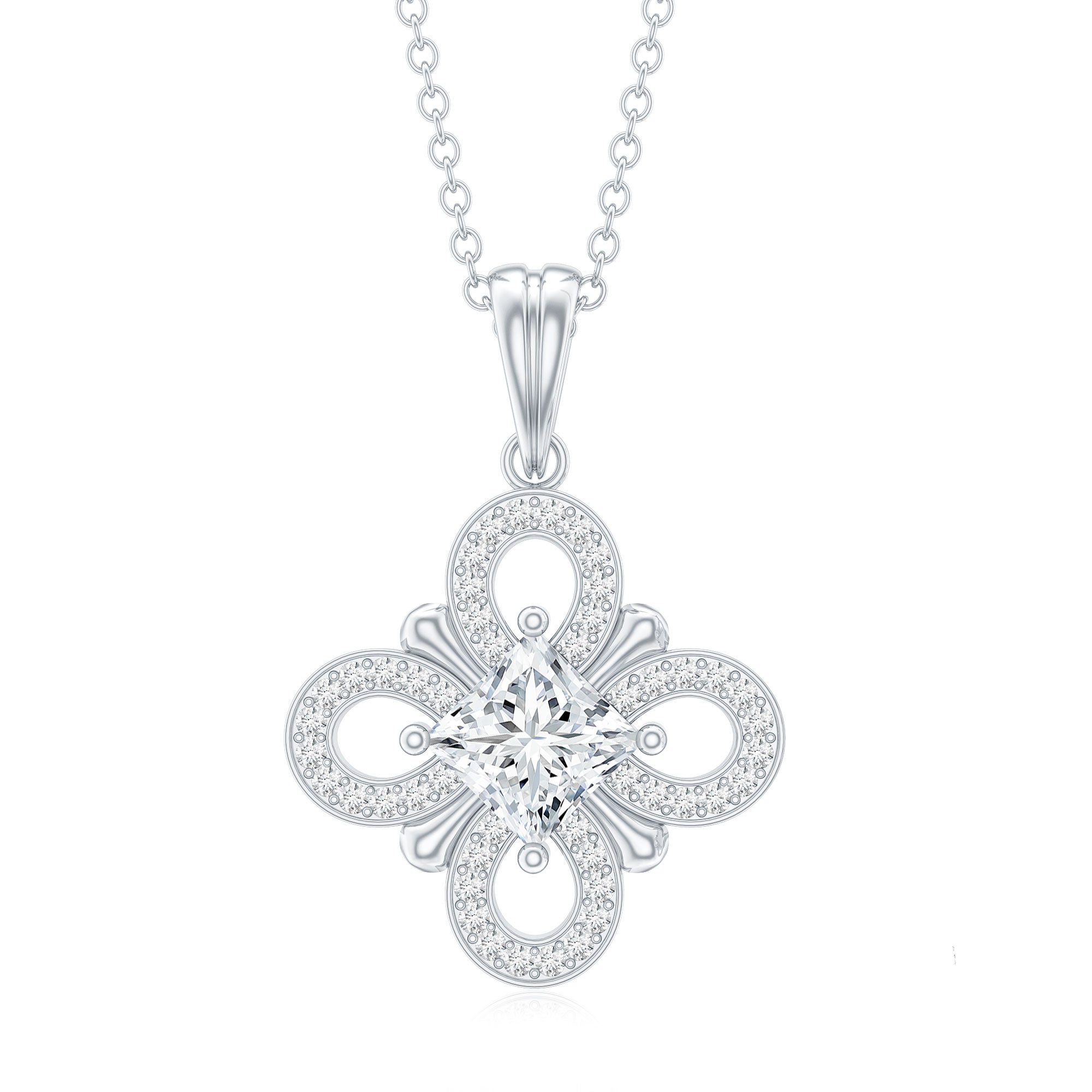 Lab Grown Diamond Vintage Inspired Pendant Necklace