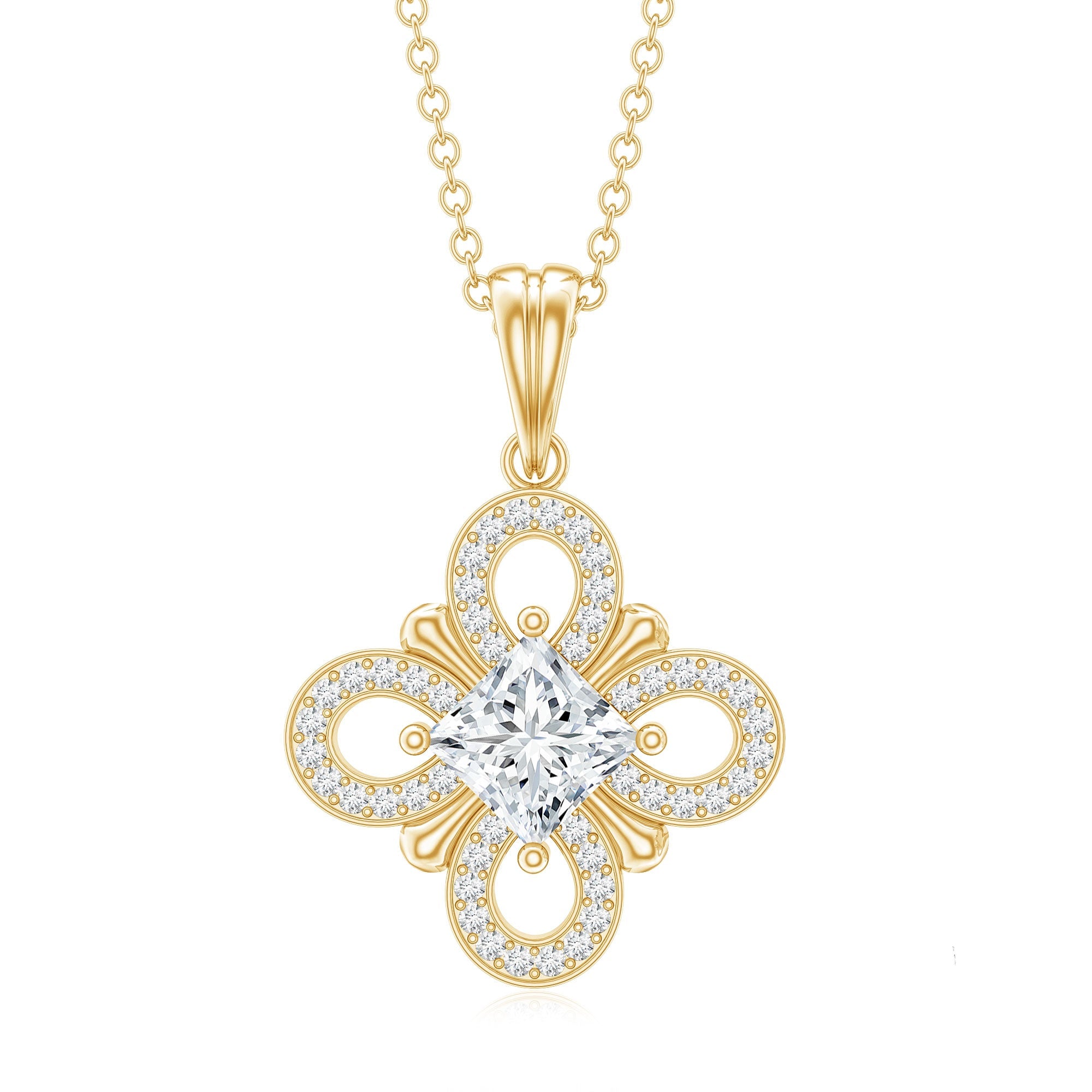 Lab Grown Diamond Vintage Inspired Pendant Necklace