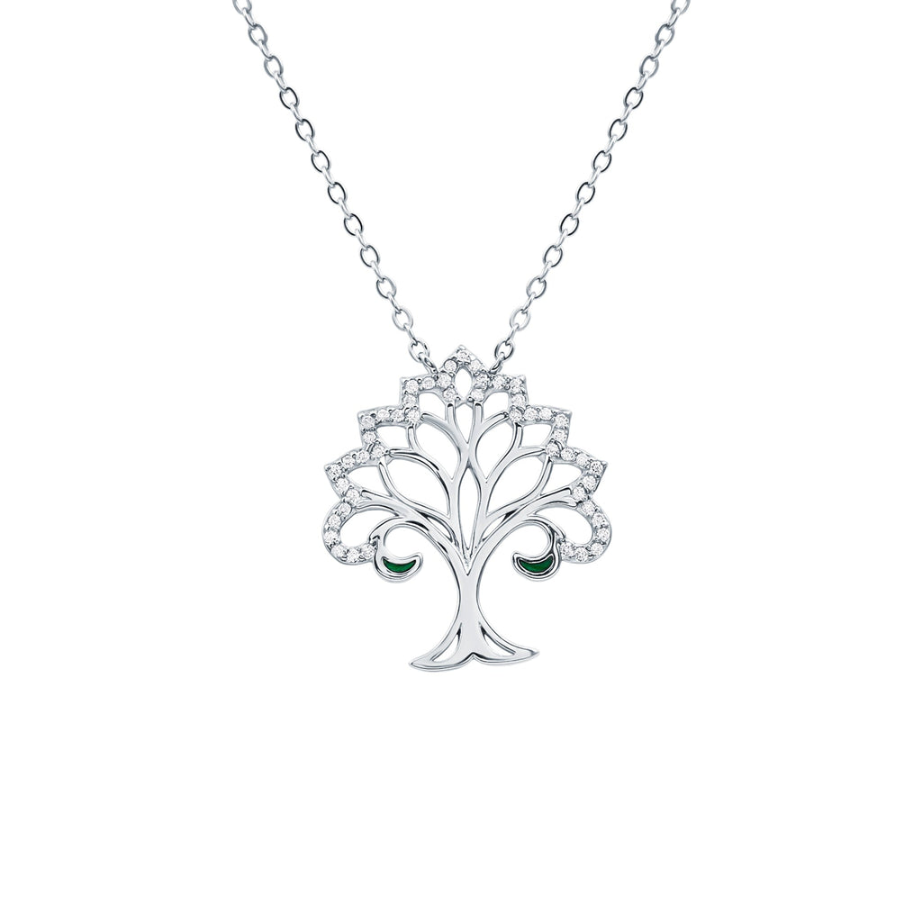 Certified Cubic Zirconia Tree of Life Necklace in Sterling Silver