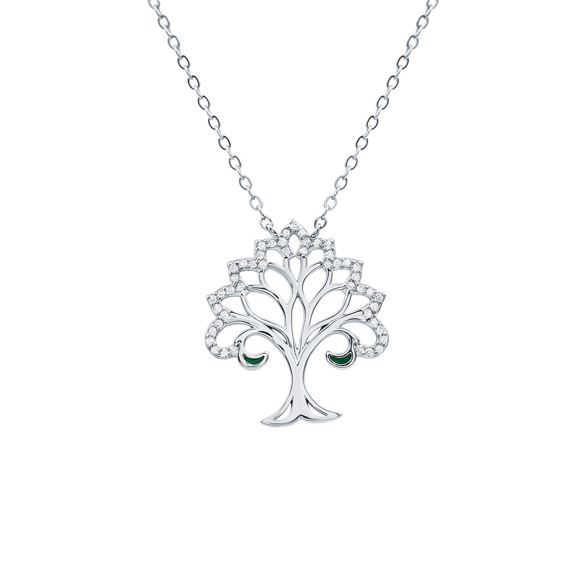 Certified Cubic Zirconia Tree of Life Necklace in Sterling Silver
